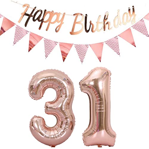 Luftballons 31.geburtstag deko frauen rosegold+Happy Birthday Girlande +Wimpelkette 40"Zahlen Ballon 31 Luftballons 31 Jahre Geburtstag Dekoration frau Geburtstagdeko 31 Geburtstag deko rosegold(31) Luftballons 31.geburtstag deko frauen rosegold+Happy Birthday Girlande +Wimpelkette 40"Zahlen Ballon 31 Luftballons 31 Jahre Geburtstag Dekoration frau Geburtstagdeko 31 Geburtstag deko rosegold(31) von Hopewey