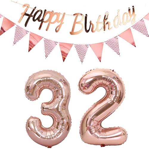Luftballons 32.geburtstag deko frauen rosegold+Happy Birthday Girlande +Wimpelkette 40"Zahlen Ballon 32 Luftballons 32 Jahre Geburtstag Dekoration frau Geburtstagdeko 32 Geburtstag deko rosegold(32) Luftballons 32.geburtstag deko frauen rosegold+Happy Birthday Girlande +Wimpelkette 40"Zahlen Ballon 32 Luftballons 32 Jahre Geburtstag Dekoration frau Geburtstagdeko 32 Geburtstag deko rosegold(32) von Hopewey
