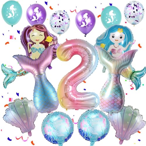 Meerjungfrau luftballons 2. Geburtstag Mädchen Deko, Meerjungfrau deko 2 .Geburtstag Mädchen, Geburtstagsdeko 2 jahre, Themen Ballons für 2 Party deko von Hopewey