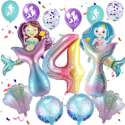 Meerjungfrau luftballons 4. Geburtstag Mädchen Deko, Meerjungfrau deko 4 .Geburtstag Mädchen, Geburtstagsdeko 4 jahre, Themen Ballons für 4 Party deko von Hopewey