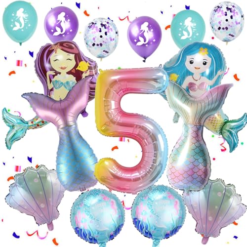 Meerjungfrau luftballons 5. Geburtstag Mädchen Deko, Meerjungfrau deko 5 .Geburtstag Mädchen, Geburtstagsdeko 5 jahre, Themen Ballons für 5 Party deko von Hopewey