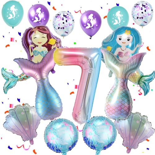 Meerjungfrau luftballons 7. Geburtstag Mädchen Deko, Meerjungfrau deko 7 .Geburtstag Mädchen, Geburtstagsdeko 7 jahre, Themen Ballons für 7 Party von Hopewey