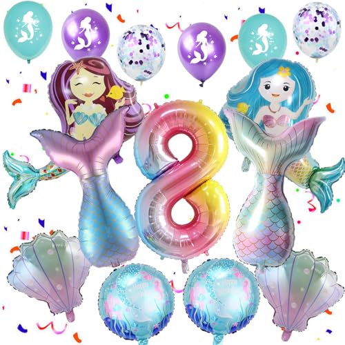 Meerjungfrau luftballons 8. Geburtstag Mädchen Deko, Meerjungfrau deko 8 .Geburtstag Mädchen, Geburtstagsdeko 8 jahre, Themen Ballons für 8 Party von Hopewey