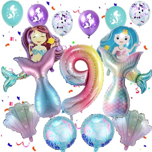 Meerjungfrau luftballons 9. Geburtstag Mädchen Deko, Meerjungfrau deko 9 .Geburtstag Mädchen, Geburtstagsdeko 9 jahre, Themen Ballons für 9 Party von Hopewey