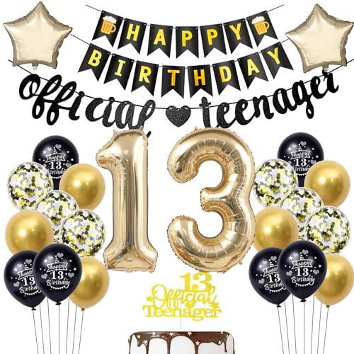 Offizielle Teenager 13. Geburtstag Deko für Mädchen Junge,Luftballon 13.Geburtstag Junge deko schwarz Gold,Offizielle Teenager Geburtstagsdeko 13 jahre Jungen ballon Offizielle Teenager 13. Geburtstag Deko für Mädchen Junge,Luftballon 13.Geburtstag Junge deko schwarz Gold,Offizielle Teenager Geburtstagsdeko 13 jahre Jungen ballon von Hopewey