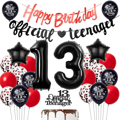 Offizielle Teenager 13. Geburtstag Deko für Mädchen Junge,Luftballon 13.Geburtstag Mädchen deko Schwarz Rot,Offizielle Teenager Geburtstagsdeko 13 jahre Jungen ballon Offizielle Teenager 13. Geburtstag Deko für Mädchen Junge,Luftballon 13.Geburtstag Mädchen deko Schwarz Rot,Offizielle Teenager Geburtstagsdeko 13 jahre Jungen ballon von Hopewey