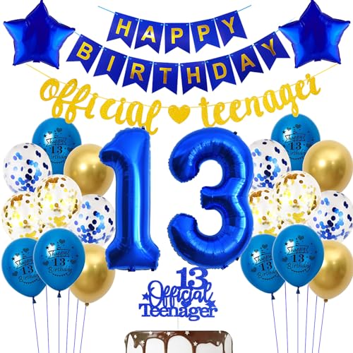 Offizielle Teenager 13. Geburtstag Dekoration Jungen, Luftballon 13. Geburtstag Mädchen Teenager Blau Gold Geburtstagsdeko 13 jahre Junge ballon deko Blau Offizielle Teenager 13. Geburtstag Dekoration Jungen, Luftballon 13. Geburtstag Mädchen Teenager Blau Gold Geburtstagsdeko 13 jahre Junge ballon deko Blau von Hopewey