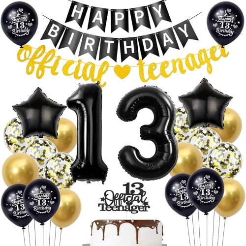 Offizielle Teenager 13. Geburtstag Dekoration Jungen Mädchen, Luftballon 13. Geburtstag Junge Teenager Schwarz Gold Geburtstagsdeko 13 jahre Junge ballon deko Offizielle Teenager 13. Geburtstag Dekoration Jungen Mädchen, Luftballon 13. Geburtstag Junge Teenager Schwarz Gold Geburtstagsdeko 13 jahre Junge ballon deko von Hopewey