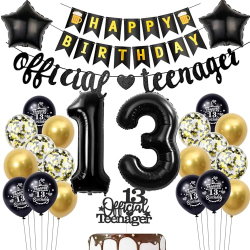 Offizielle Teenager 13. Geburtstag Dekoration Jungen Mädchen, Luftballon 13. Geburtstag Mädchen Teenager Schwarz Gold Geburtstagsdeko 13 jahre Mädchen ballon deko 13. Geburtstag Mädchen Teenager Offizielle Teenager 13. Geburtstag Dekoration Jungen Mädchen, Luftballon 13. Geburtstag Mädchen Teenager Schwarz Gold Geburtstagsdeko 13 jahre Mädchen ballon deko 13. Geburtstag Mädchen Teenager von Hopewey