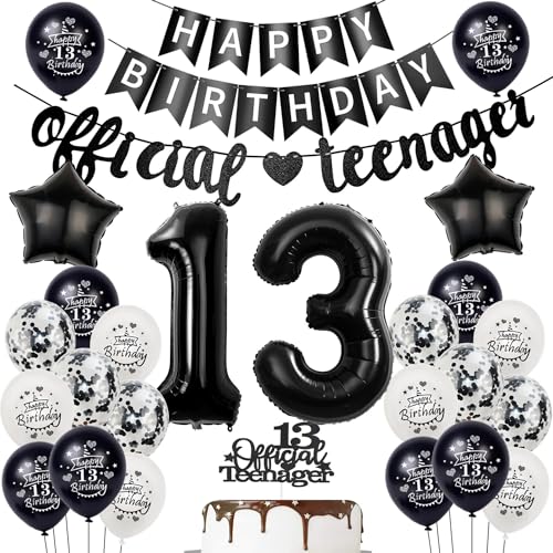 Offizielle Teenager 13. Geburtstag Dekoration Jungen Mädchen, Luftballons 13.Geburtstag Schwarz , Geburtstagsdeko 13 Jungen Offizielle Teenager Ballons Deko Offizielle Teenager 13. Geburtstag Dekoration Jungen Mädchen, Luftballons 13.Geburtstag Schwarz , Geburtstagsdeko 13 Jungen Offizielle Teenager Ballons Deko von Hopewey