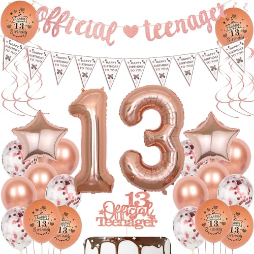 Offizielle Teenager 13. Geburtstag Dekoration Mädchen, Luftballons 13.Geburtstag Rosegold, Geburtstagsdeko 13 Jahre Mädchen Offizielle Teenager Ballons Deko Offizielle Teenager 13. Geburtstag Dekoration Mädchen, Luftballons 13.Geburtstag Rosegold, Geburtstagsdeko 13 Jahre Mädchen Offizielle Teenager Ballons Deko von Hopewey
