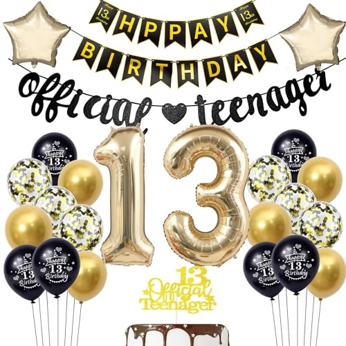 Hopewey Offizielle Teenager 13. Geburtstag Dekoration für Junge Mädchen,Luftballon 13 Geburtstag Junge deko Schwarz gold, Geburtstagsdeko 13 Jahre Mädchen Ballon Teenager Deko Hopewey Offizielle Teenager 13. Geburtstag Dekoration für Junge Mädchen,Luftballon 13 Geburtstag Junge deko Schwarz gold, Geburtstagsdeko 13 Jahre Mädchen Ballon Teenager Deko von Hopewey