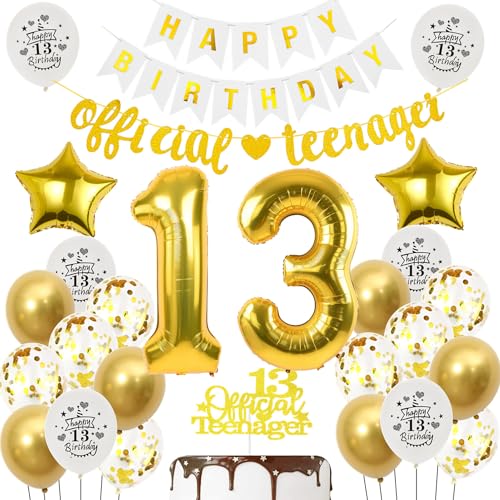 Offizielle Teenager 13. Geburtstag Dekoration für Junge Mädchen,Luftballon 13 Geburtstag Mädchen Deko Gold, Geburtstagsdeko 13 Jahre Junge Ballon Offizielle Teenager Deko Offizielle Teenager 13. Geburtstag Dekoration für Junge Mädchen,Luftballon 13 Geburtstag Mädchen Deko Gold, Geburtstagsdeko 13 Jahre Junge Ballon Offizielle Teenager Deko von Hopewey