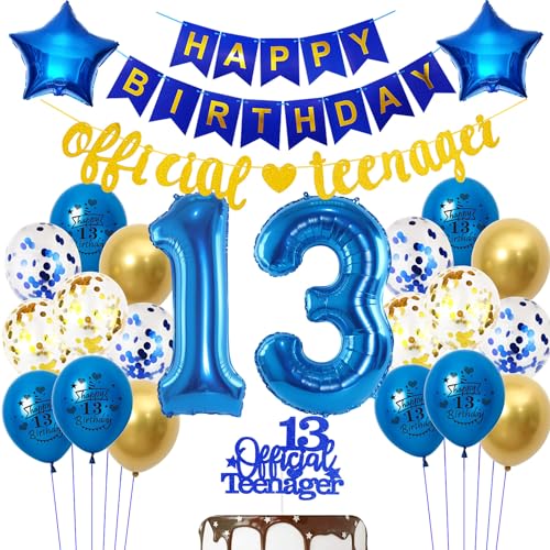Offizielle Teenager 13. Geburtstag Dekoration für Jungen,Luftballon 13 Geburtstag Junge deko Blau Gold, Geburtstagsdeko 13 Jahre Ballon Offizielle Teenager Deko Offizielle Teenager 13. Geburtstag Dekoration für Jungen,Luftballon 13 Geburtstag Junge deko Blau Gold, Geburtstagsdeko 13 Jahre Ballon Offizielle Teenager Deko von Hopewey