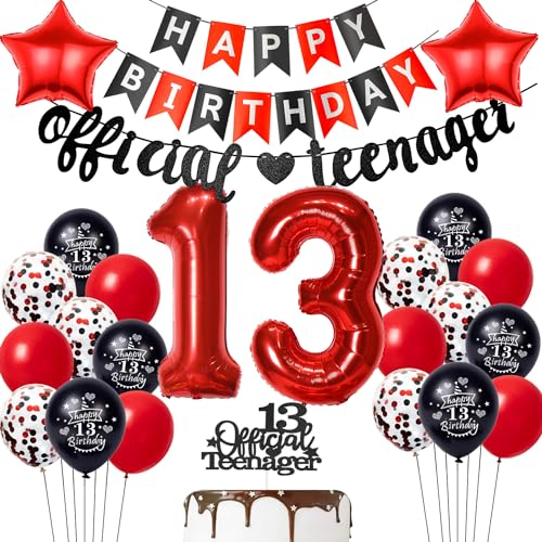 Offizielle Teenager 13. Geburtstag Dekoration für Mädchen,Luftballon 13 Geburtstag Mädchen deko Schwarz Rot, Geburtstagsdeko 13 Jahre Mädchen Ballon Offizielle Teenager Deko Offizielle Teenager 13. Geburtstag Dekoration für Mädchen,Luftballon 13 Geburtstag Mädchen deko Schwarz Rot, Geburtstagsdeko 13 Jahre Mädchen Ballon Offizielle Teenager Deko von Hopewey