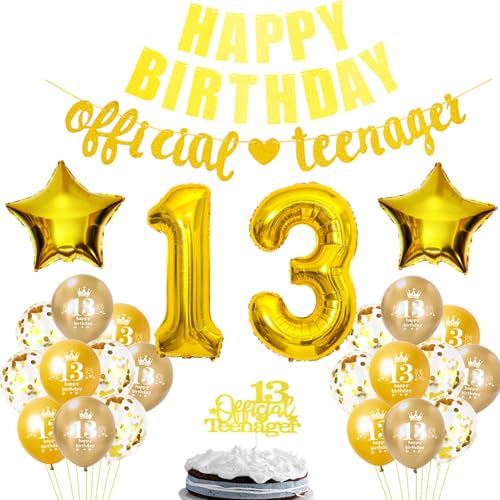 Offizielle Teenager 13. Geburtstag Party Dekoration für Junge Mädchen,Luftballon 13 Geburtstag Mädchen deko gold, Geburtstagsdeko 13 Jahre Junge Ballon Deko 13.gold Offizielle Teenager 13. Geburtstag Party Dekoration für Junge Mädchen,Luftballon 13 Geburtstag Mädchen deko gold, Geburtstagsdeko 13 Jahre Junge Ballon Deko 13.gold von Hopewey