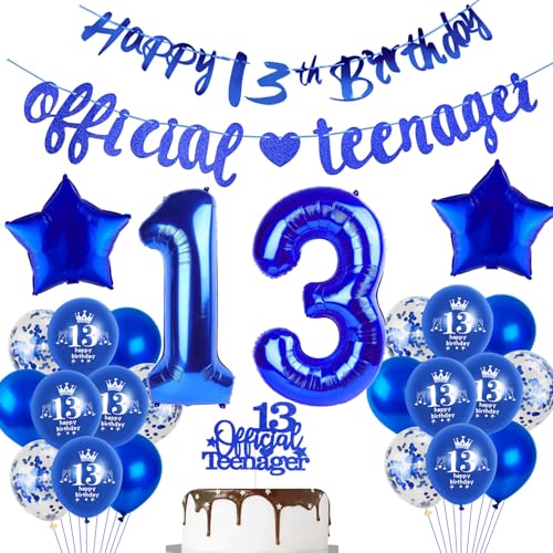 Offizielle Teenager 13. Geburtstag Party Dekoration für Jungen, Luftballon Deko Dunkelblau, Ballon Deko Tortendeko Offizielle Teenager 13. Geburtstag Party Dekoration für Jungen, Luftballon Deko Dunkelblau, Ballon Deko Tortendeko von Hopewey