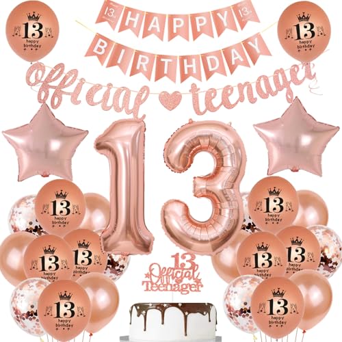 Offizielle Teenager 13. Geburtstag Party Dekoration für Mädchen - Luftballon Rosegold, Ballon Deko, Tortendeko Offizielle Teenager 13. Geburtstag Party Dekoration für Mädchen - Luftballon Rosegold, Ballon Deko, Tortendeko von Hopewey