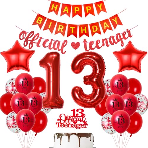 Offizielle Teenager 13. Geburtstag Party Dekoration für Mädchen,Luftballon 13 Geburtstag Mädchen deko rot, Geburtstagsdeko 13 Jahre Mädchen Ballon Deko 13.Geburtstag Mädchen Tortendeko 13 Offizielle Teenager 13. Geburtstag Party Dekoration für Mädchen,Luftballon 13 Geburtstag Mädchen deko rot, Geburtstagsdeko 13 Jahre Mädchen Ballon Deko 13.Geburtstag Mädchen Tortendeko 13 von Hopewey