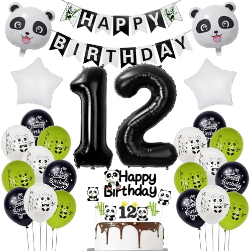 Panda Luftballons 12. Geburtstags Jungen Mädchen Dekoration, panda ballon Geburtstagsdeko 12 jahre Junge Mädchen deko, 12 Geburtstags deko für Kinder, 12 jahre Panda Thema Geburtstags Party Deko von Hopewey