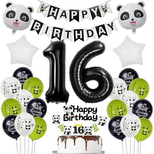 Panda Luftballons 16. Geburtstags Jungen Mädchen Dekoration, panda ballon Geburtstagsdeko 16 jahre Junge Mädchen deko, 16 Geburtstags deko für Kinder, 16 jahre Panda Thema Geburtstags Party Deko von Hopewey
