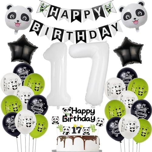 Panda Luftballons 17. Geburtstags Junge Mädchen Dekoration, panda ballon geburtstagsdeko 17 jahre Junge Mädchen Luftballons, 17 geburtstag deko für Kinder, 17 jahre Panda Thema Geburtstags Deko von Hopewey