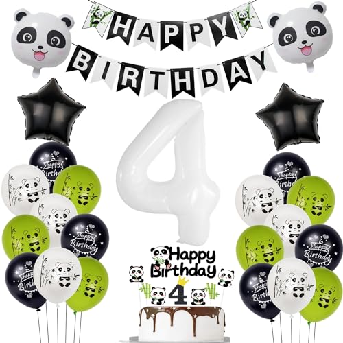 Panda Luftballons 4. Geburtstag Junge Mädchen Dekoration, panda ballon geburtstagsdeko 4 jahr Junge Mädchen Luftballons, 4 geburtstag deko für Kinder, 4 jahr Panda Thema Geburtstag Party Deko von Hopewey