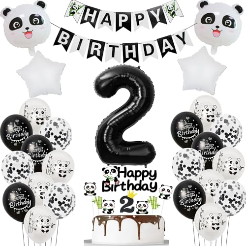 Panda luftballons 2. geburtstag junge mädchen dekoration, panda thema geburtstagsdeko 2 jahre junge mädchen ballon 2 geburtstag deko für kinder, thema ballon deko 2.für kinder von Hopewey