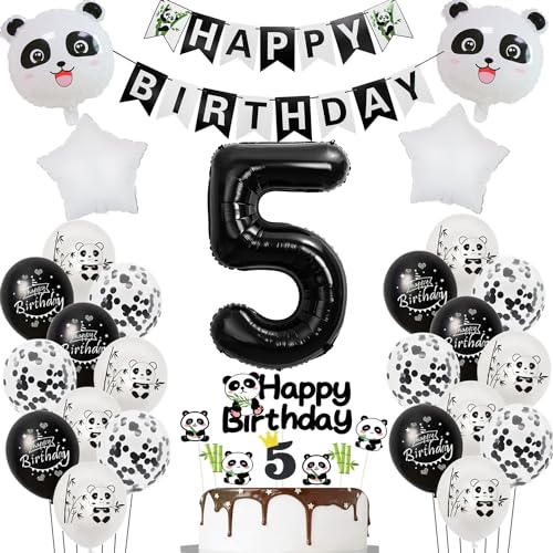 Panda luftballons 5. geburtstag junge mädchen dekoration, panda thema geburtstagsdeko 5 jahre junge mädchen ballon 5 geburtstag deko für kinder, Panda thema ballon deko 5.geburtstag für kinder von Hopewey