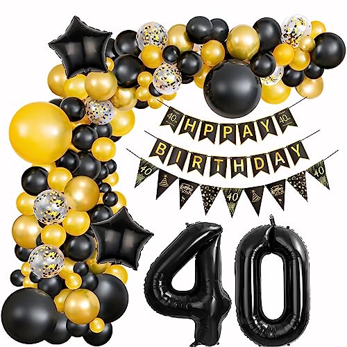 Schwarz Gold Ballons Girlande 40 Geburtstag Mann deko Schwarz Luftballon 40. Geburtstag deko Männer Geburtstagsdeko 40 Jahre Männer Deko 40. Geburtstag Mann Gold Luftballon Girlande 40. Geburtstag von Hopewey