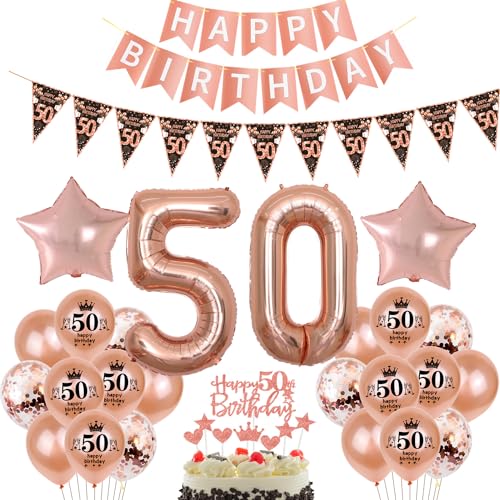 Schwarz Roségold Luftballon 50. Geburtstag Dekoration Roségold Tortendeko 50. Geburtstag Frauen Geburtstagsdeko 50 Jahre Mädchen Frau Folienballon 50 Ballon von Hopewey