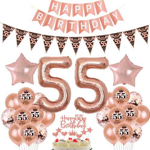 Schwarz Roségold Luftballon 55. Geburtstag Dekoration Roségold Tortendeko 55. Geburtstag Frauen Geburtstagsdeko 55 Jahre Mädchen Frau Folienballon 55 Ballon von Hopewey