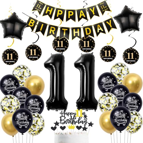deko 11. geburtstag Jungen mädchen,schwarz gold luftballon 11. geburtstag deko Junge ,schwarz Tortendeko 11. Happy Birthday girlande banner gold geburtstagsdeko 11 jahre ballon deko 11. geburtstag Jungen mädchen,schwarz gold luftballon 11. geburtstag deko Junge ,schwarz Tortendeko 11. Happy Birthday girlande banner gold geburtstagsdeko 11 jahre ballon von Hopewey