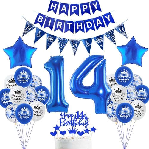 deko 14. Geburtstag Dekoration,Blau Tortendeko Geburtstag 14 Jahre Junge Party Deko 14 Mädchen Junge,luftballons 14. Mädchen,Blau Geburtstagsdeko 14 Jahre ballon deko 14. Geburtstag Dekoration,Blau Tortendeko Geburtstag 14 Jahre Junge Party Deko 14 Mädchen Junge,luftballons 14. Mädchen,Blau Geburtstagsdeko 14 Jahre ballon von Hopewey