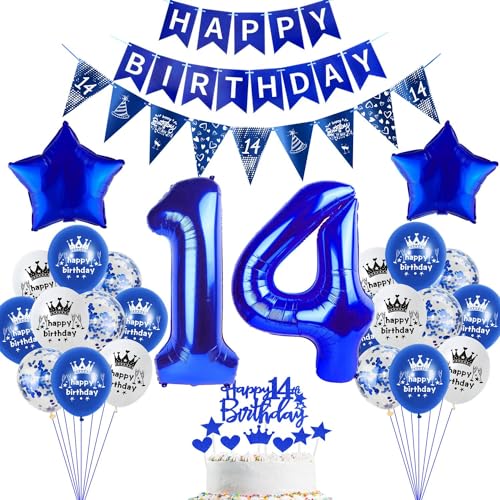 deko 14. Geburtstag Dekoration,Dunkelblau Tortendeko Geburtstag 14 Jahre Junge Party Deko 14 Geburtstag Mädchen Junge,luftballons 14. Geburtstag Junge ,blau Geburtstagsdeko 14 Jahre Junge ballon deko 14. Geburtstag Dekoration,Dunkelblau Tortendeko Geburtstag 14 Jahre Junge Party Deko 14 Geburtstag Mädchen Junge,luftballons 14. Geburtstag Junge ,blau Geburtstagsdeko 14 Jahre Junge ballon von Hopewey