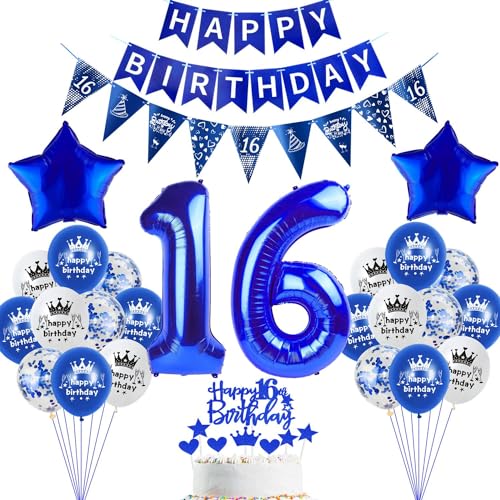 deko 16. Geburtstag Dekoration,Dunkelblau Tortendeko Geburtstag 16 Jahre Junge Party Deko 16 Geburtstag Mädchen Junge,luftballons 16. Geburtstag Junge ,blau Geburtstagsdeko 16 Jahre Junge ballon deko 16. Geburtstag Dekoration,Dunkelblau Tortendeko Geburtstag 16 Jahre Junge Party Deko 16 Geburtstag Mädchen Junge,luftballons 16. Geburtstag Junge ,blau Geburtstagsdeko 16 Jahre Junge ballon von Hopewey