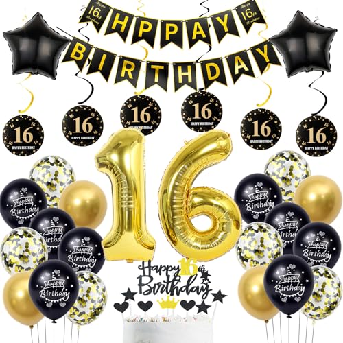 deko 16. geburtstag Jungen mädchen,schwarz gold luftballon 16. geburtstag deko Junge ,gold Tortendeko 16. geburtstag Happy Birthday girlande banner gold geburtstagsdeko 16 jahre Junge ballon deko 16. geburtstag Jungen mädchen,schwarz gold luftballon 16. geburtstag deko Junge ,gold Tortendeko 16. geburtstag Happy Birthday girlande banner gold geburtstagsdeko 16 jahre Junge ballon von Hopewey