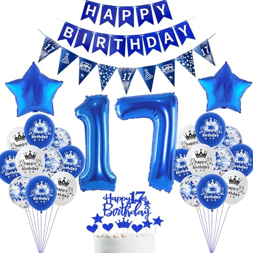 deko 17. Geburtstag Dekoration,Blau Tortendeko Geburtstag 17 Jahre Junge Party Deko 17 Geburtstag Mädchen Junge,luftballons 17. Geburtstag Junge Mädchen,Blau Geburtstagsdeko 17 Jahre Junge ballon deko 17. Geburtstag Dekoration,Blau Tortendeko Geburtstag 17 Jahre Junge Party Deko 17 Geburtstag Mädchen Junge,luftballons 17. Geburtstag Junge Mädchen,Blau Geburtstagsdeko 17 Jahre Junge ballon von Hopewey