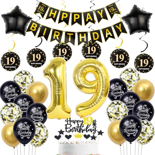 deko 19. geburtstag Jungen mädchen,schwarz gold luftballon 19. geburtstag deko Junge ,gold Tortendeko 19. geburtstag Happy Birthday girlande banner gold geburtstagsdeko 19 jahre Junge ballon deko 19. geburtstag Jungen mädchen,schwarz gold luftballon 19. geburtstag deko Junge ,gold Tortendeko 19. geburtstag Happy Birthday girlande banner gold geburtstagsdeko 19 jahre Junge ballon von Hopewey