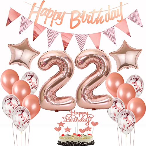 deko 22. geburtstag frauen deko rosegold ,ballon 22. geburtstag kuchen deko luftballon 22 rosegold Tortendeko 22 Geburtstag girlande banner geburtstagsdeko 22 jahre Tortendeko von Hopewey