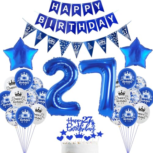 deko 27. Geburtstag Dekoration,Blau Tortendeko Geburtstag 27 Jahre mann Party Deko 27 Geburtstag frauen mann,luftballons 27. Geburtstag mann frauen,Blau Geburtstagsdeko 27 Jahre Männer ballon deko 27. Geburtstag Dekoration,Blau Tortendeko Geburtstag 27 Jahre mann Party Deko 27 Geburtstag frauen mann,luftballons 27. Geburtstag mann frauen,Blau Geburtstagsdeko 27 Jahre Männer ballon von Hopewey