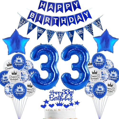 deko 33. Geburtstag Dekoration,Blau Tortendeko Geburtstag 33 Jahre mann Party Deko 33 Geburtstag frauen mann,luftballons 33. Geburtstag mann frauen,Blau Geburtstagsdeko 33 Jahre Männer ballon deko 33. Geburtstag Dekoration,Blau Tortendeko Geburtstag 33 Jahre mann Party Deko 33 Geburtstag frauen mann,luftballons 33. Geburtstag mann frauen,Blau Geburtstagsdeko 33 Jahre Männer ballon von Hopewey