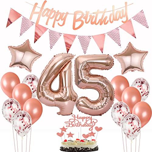 deko 45. geburtstag frauen deko rosegold ,ballon 45. geburtstag kuchen deko luftballon 45 rosegold Tortendeko 45 Geburtstag girlande banner geburtstagsdeko 45 jahre Tortendeko von Hopewey