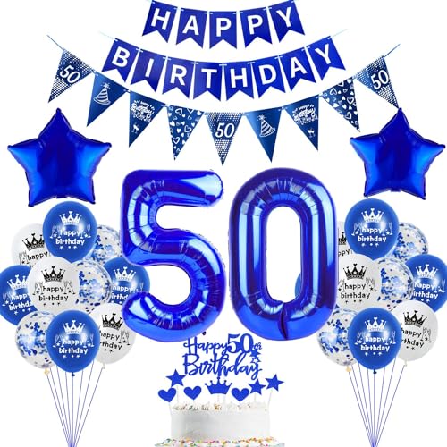deko 50. Geburtstag Dekoration,Dunkelblau Tortendeko Geburtstag 50 Jahre mann Party Deko 50 Geburtstag frauen mann,luftballons 50. Geburtstag mann frau,blau Geburtstagsdeko 50 Jahre Männer ballon von Hopewey