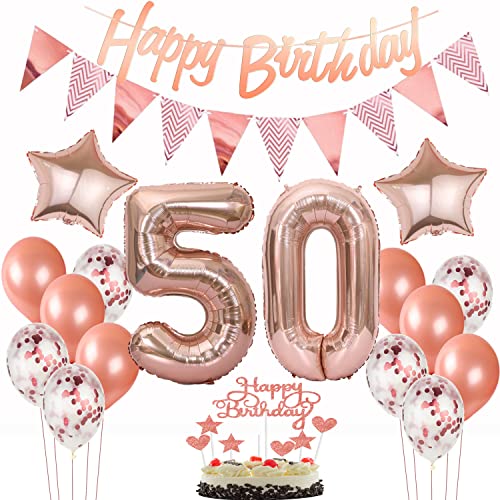 deko 50. geburtstag frauen deko rosegold ,ballon 50. geburtstag kuchen deko luftballon 50 rosegold Tortendeko 50 Geburtstag girlande banner geburtstagsdeko 50 jahre Tortendeko von Hopewey