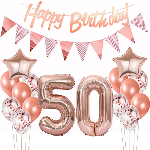 deko 50. geburtstag frauen deko rosegold ballon 50. geburtstag frauen deko luftballon 50. geburtstag deko rosegold 50 Geburtstag girlande banner geburtstagsdeko 50 jahre frau dekoration von Hopewey
