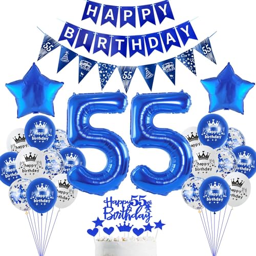 deko 55. Geburtstag Dekoration,Blau Tortendeko Geburtstag 55 Jahre mann Party Deko 55 Geburtstag frauen mann,luftballons 55. Geburtstag mann frauen,Blau Geburtstagsdeko 55 Jahre Männer ballon deko 55. Geburtstag Dekoration,Blau Tortendeko Geburtstag 55 Jahre mann Party Deko 55 Geburtstag frauen mann,luftballons 55. Geburtstag mann frauen,Blau Geburtstagsdeko 55 Jahre Männer ballon von Hopewey