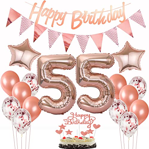 deko 55. geburtstag frauen deko rosegold ,ballon 55. geburtstag kuchen deko luftballon 55 rosegold Tortendeko 55 Geburtstag girlande banner geburtstagsdeko 55 jahre Tortendeko von Hopewey