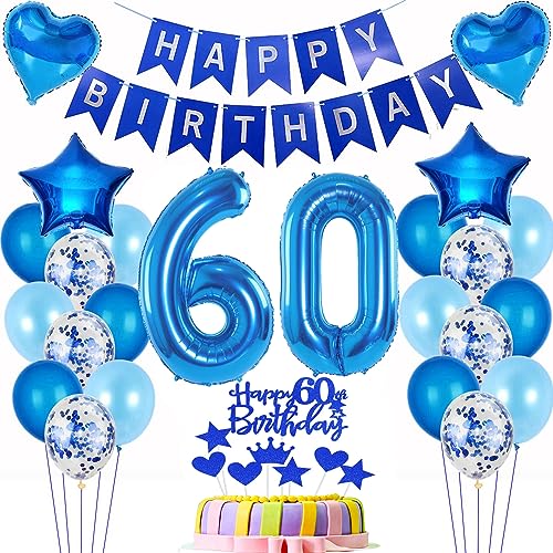 Deko 60. Geburtstag Mann - Blau Ballon Tortendeko Dekoration Junge Kuchen Luftballon - Männer Geburtstagsdeko 60 Jahre Deko 60. Geburtstag Mann - Blau Ballon Tortendeko Dekoration Junge Kuchen Luftballon - Männer Geburtstagsdeko 60 Jahre von Hopewey