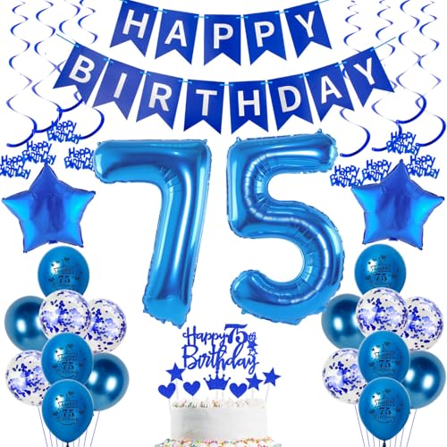 deko 75. geburtstag Mann deko blau luftballon 75. geburtstag deko Mann Tortendeko 75 Geburtstag luftballon dekoration Mann geburtstagsdeko 75 jahre Männer kuchen deko 75 geburtstag luftballon blau von Hopewey